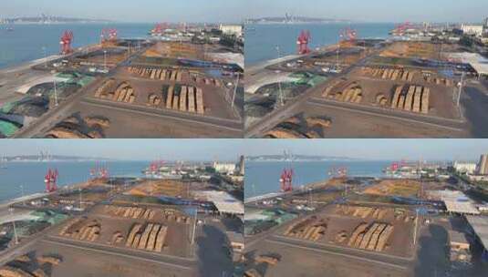 航拍漳州港港口招商局码头散货码头作业区高清在线视频素材下载