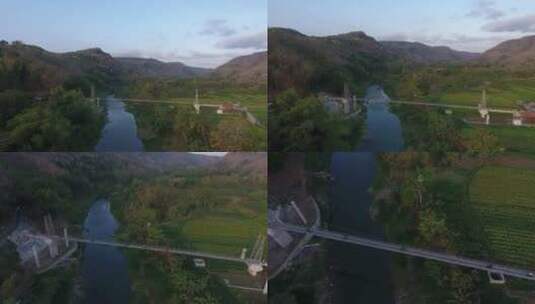 航空班图尔桥景观山印度尼西亚高清在线视频素材下载