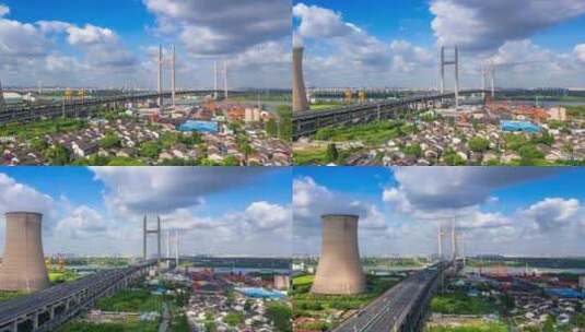 上海市闵浦大桥航拍风光高清在线视频素材下载