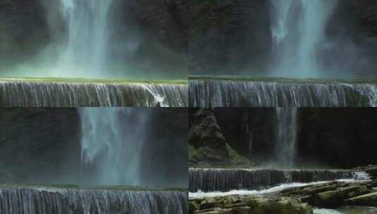 绿水青山间的瀑布高清在线视频素材下载