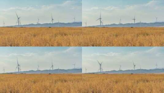 戈壁滩风力发电大风车延时高清在线视频素材下载