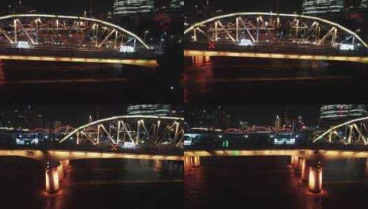 广州海珠桥航拍高清在线视频素材下载