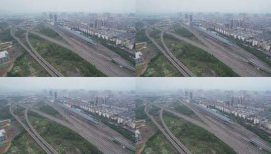 桂林北站交通轨道运输航拍高清在线视频素材下载