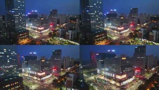 青岛西海岸新区夜景金狮广场高清在线视频素材下载