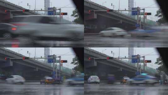 雨天 下雨 城市风光 写意 台风 雨中景色高清在线视频素材下载