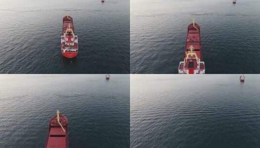 航拍海上运输船高清在线视频素材下载
