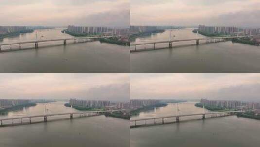 4K航拍清远市洲心大桥高清在线视频素材下载