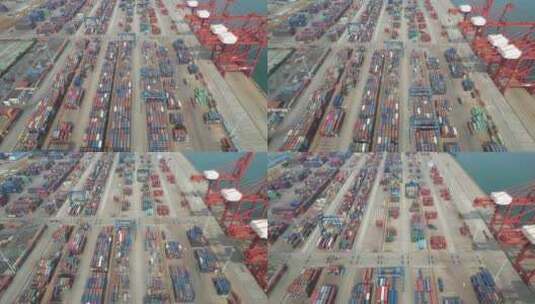 港口码头集装箱物流运输航拍高清在线视频素材下载