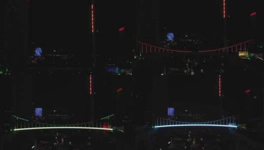 航拍 夜景 车流 高楼 市中心高清在线视频素材下载