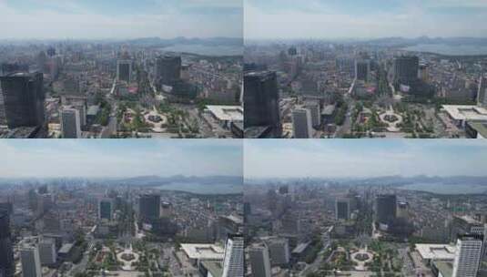 杭州西湖广场航拍高清在线视频素材下载