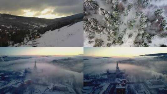 4k实拍城市冬天唯美电影感镜头高清在线视频素材下载