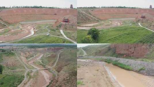 红寺堡河道河滩高清在线视频素材下载