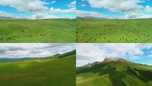 草原、草原上的牛羊、草原风景高清在线视频素材下载