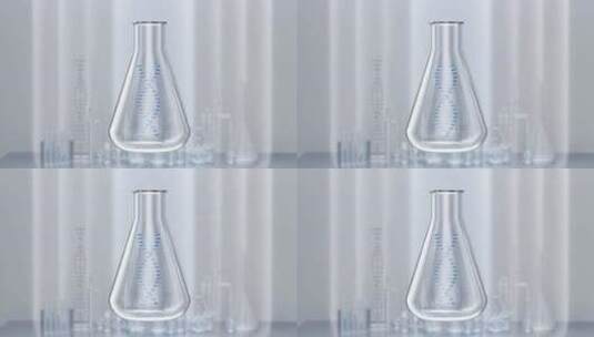 锥形瓶与DNA分子结构3D渲染高清在线视频素材下载