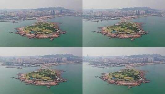 中国山东青岛小麦岛航拍高清在线视频素材下载
