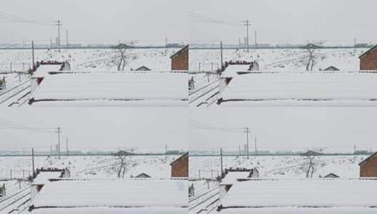 农村乡村冬季冬天鹅毛大雪下雪高清在线视频素材下载