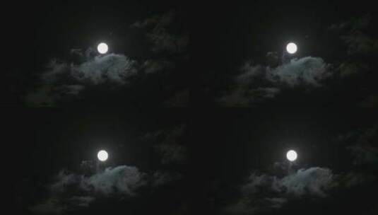 晚上满月与云特写高清在线视频素材下载