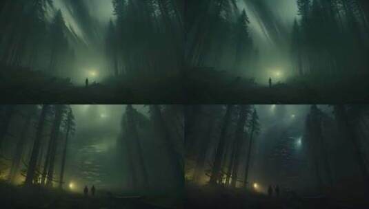 神秘夜晚森林探秘云层涌动高清在线视频素材下载