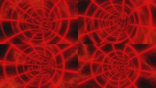 红色动画循环与发光的灯光三维隧道背景高清在线视频素材下载