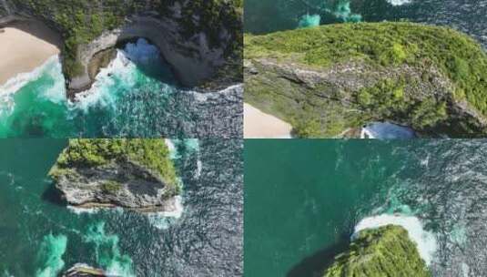 印尼努沙佩尼达岛绿松石大海和热带雨林航拍高清在线视频素材下载