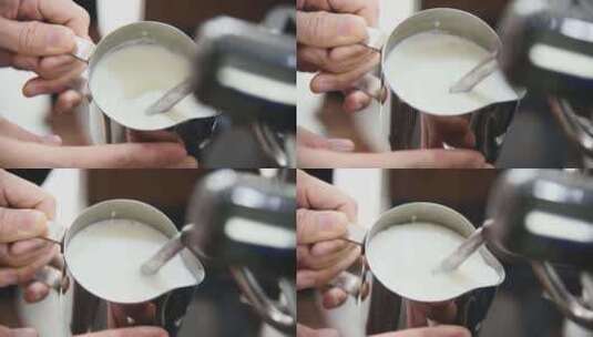 打奶泡 咖啡奶泡高清在线视频素材下载