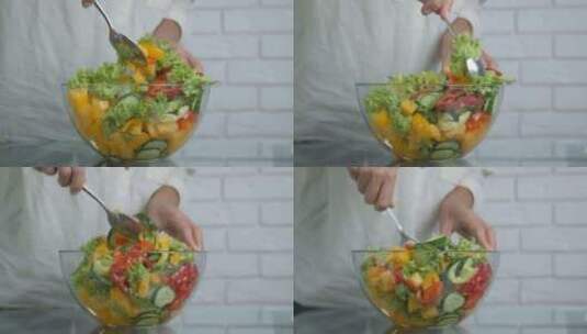 素食蔬菜沙拉。高清在线视频素材下载