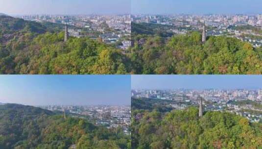 浙江杭州西湖景区宝石山保俶塔航拍旅游风景高清在线视频素材下载