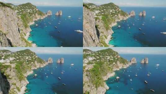 标志性的法拉利奥尼海栈从卡普里岛蔚蓝的大高清在线视频素材下载
