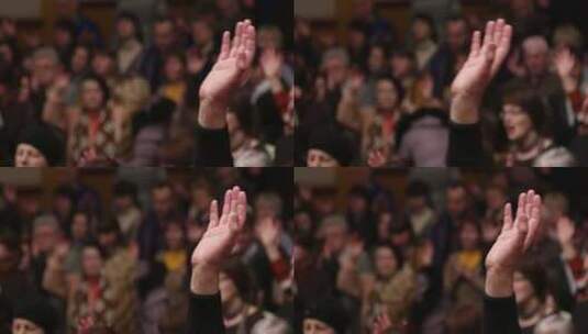 在教堂敬拜时举手高清在线视频素材下载