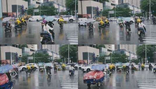 升格雨天的外卖小哥高清在线视频素材下载