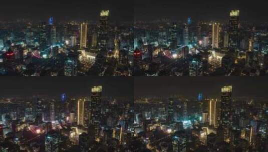 南京_ 南京新街口商贸区夜景航拍001高清在线视频素材下载