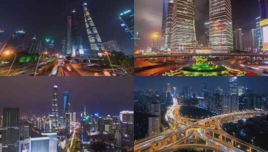 上海航拍延时上海街道上海地标性建筑高清在线视频素材下载