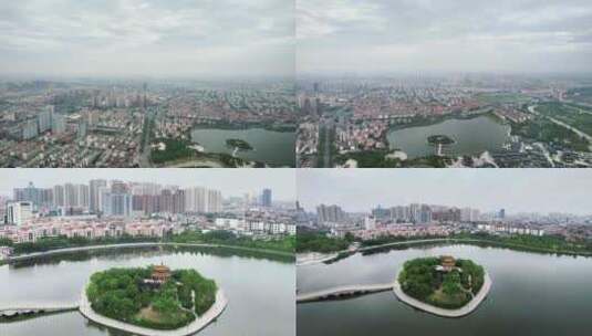 河北沧州南湖公园航拍高清在线视频素材下载