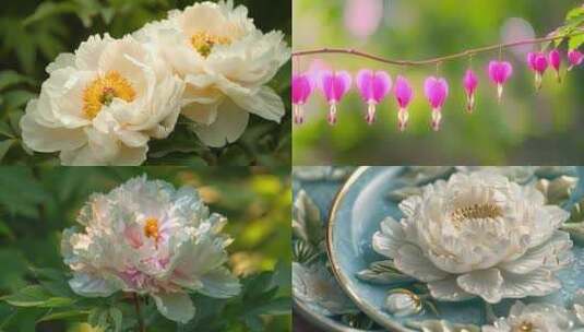 绿色植物中国国花牡丹美丽花朵国色天香高清在线视频素材下载