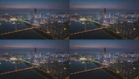 航拍广州珠江新城夜景延时高清在线视频素材下载
