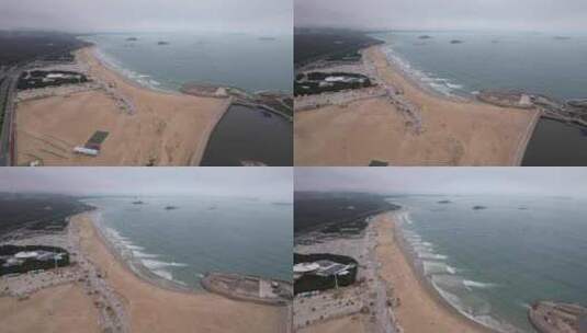 平潭岛阴天海岸线航拍空镜高清在线视频素材下载