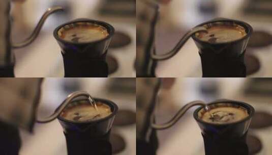 在家煮咖啡的特写镜头，在家煮过滤咖啡高清在线视频素材下载