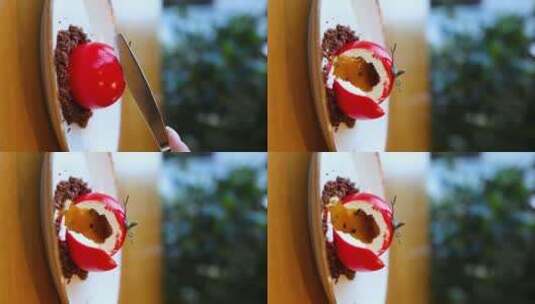 西红柿形状的甜点高清在线视频素材下载
