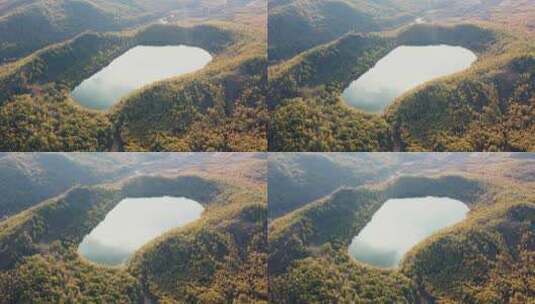 航拍内蒙古河流湖泊天池高清在线视频素材下载