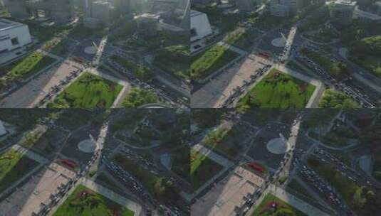上海东方之光世纪广场世纪大道车流高清在线视频素材下载