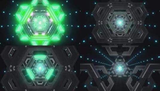 环状金属3D电影隧道高清在线视频素材下载