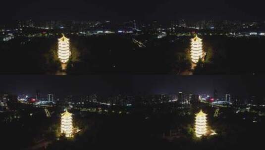 安徽蚌埠张公山公园望淮塔夜景灯光高清在线视频素材下载