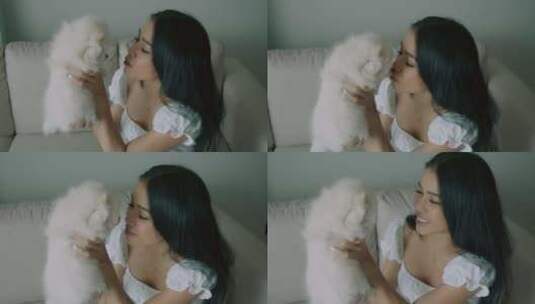 狗，宠物，女人，蓬松高清在线视频素材下载