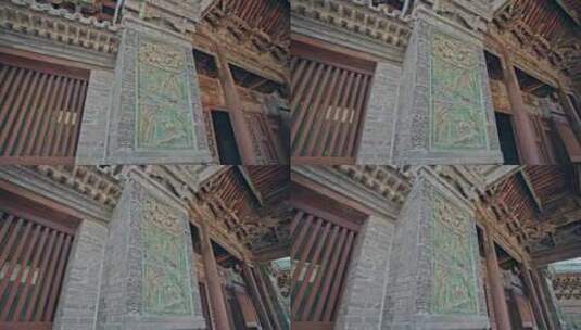 榆次老城城隍庙琉璃砖雕特写高清在线视频素材下载