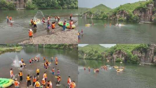 夏天皮划艇漂流 玩水清凉避暑高清在线视频素材下载