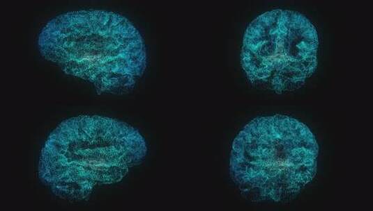 具有全息图效果的3D大脑代表人工智能或机高清在线视频素材下载