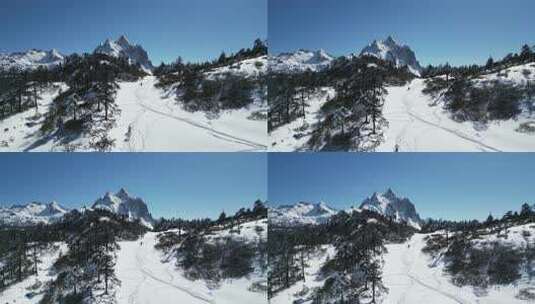 香格里拉孔雀山上升镜头雪山高清在线视频素材下载