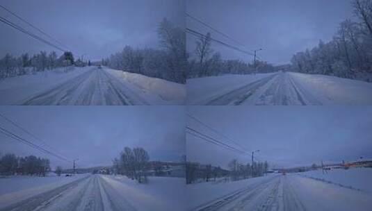 挪威塞尼亚岛北极圈峡湾地貌冬季雪景公路高清在线视频素材下载