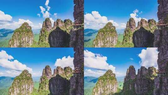 夏日晴天里的广西贵港北帝山美景高清在线视频素材下载