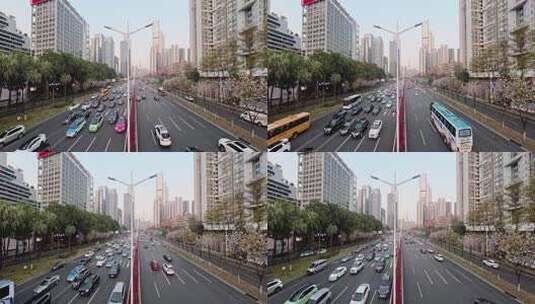 深圳滨河大道车流高清在线视频素材下载